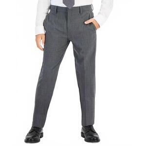 NEW B BY BROOKS BROTHERS men's big boys plaid stretch dress pants in gray/black